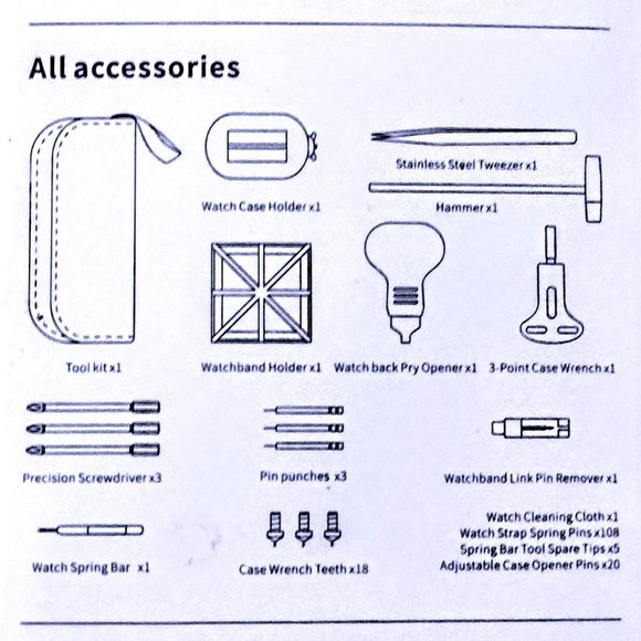 Watch Repair Kit by King'sdun Professional 168 Piece Tool Set w/Zipper Case NEW! - Picture 14 of 16